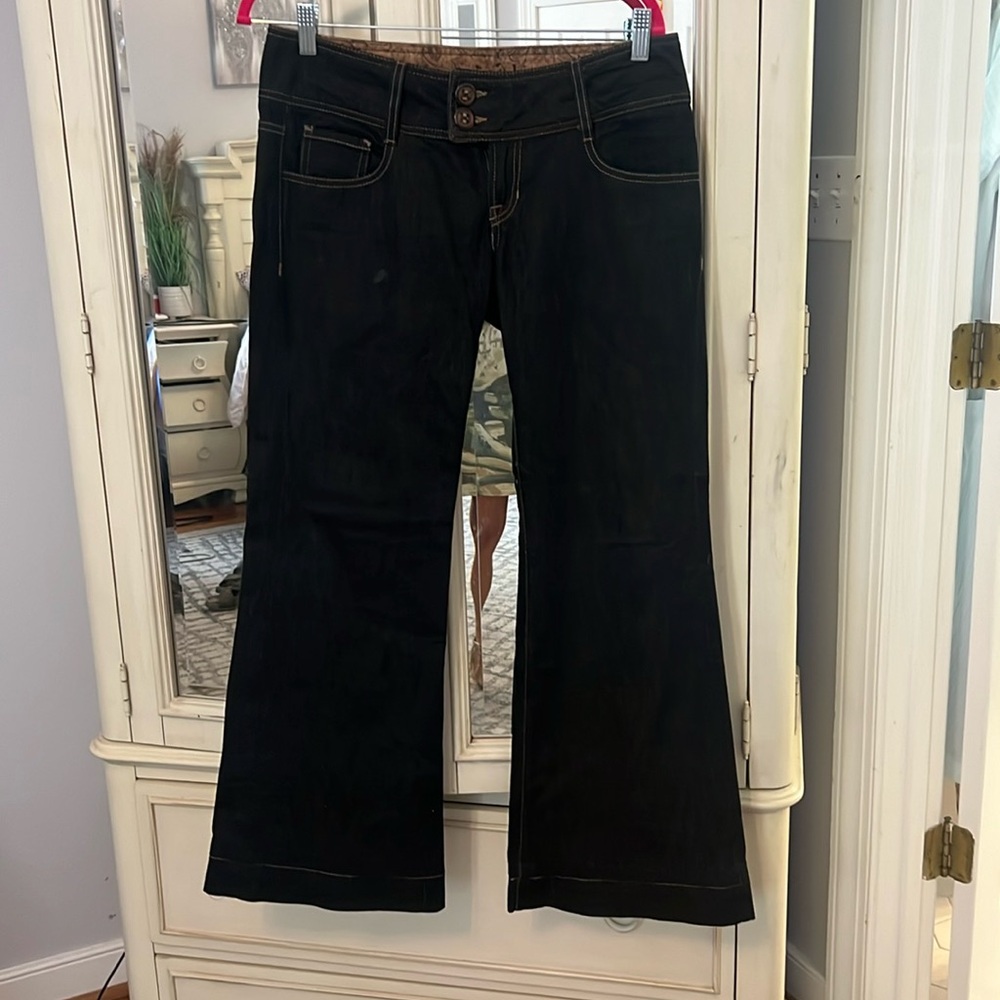 Dark denim flare jean